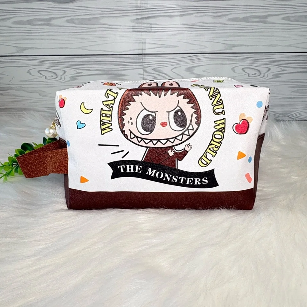 Brown Monster Character Large‎ Cosmetic Bag
